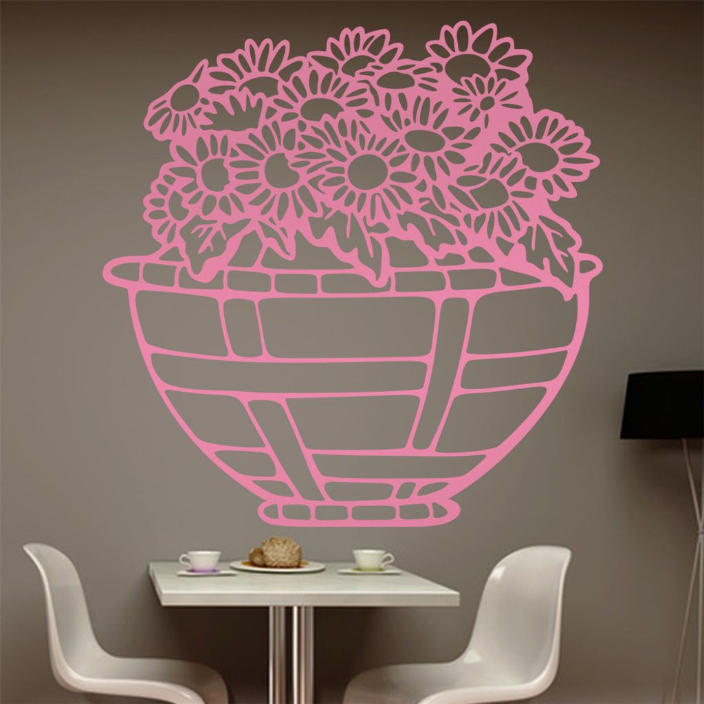 Sonnenblume - Korb - Pflanze Wandtattoo in 6 Größen - Wandaufkleber Wall Sticker - Dekoration, Küche, Wohnzimmer, Schlafzimmer, Badezimmer