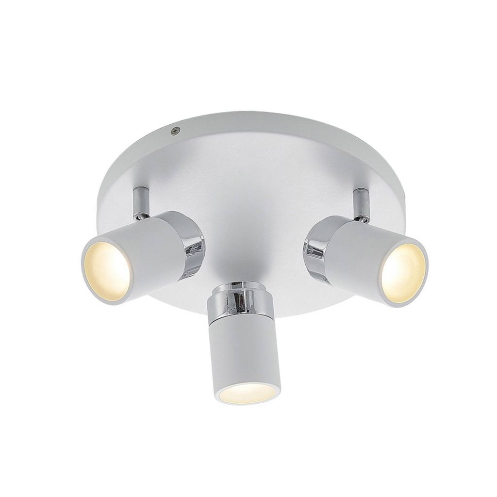 Lindby Strahler Kardo, Rondell, 3-flg., weiß, Metall, IP44 Produktbild 
