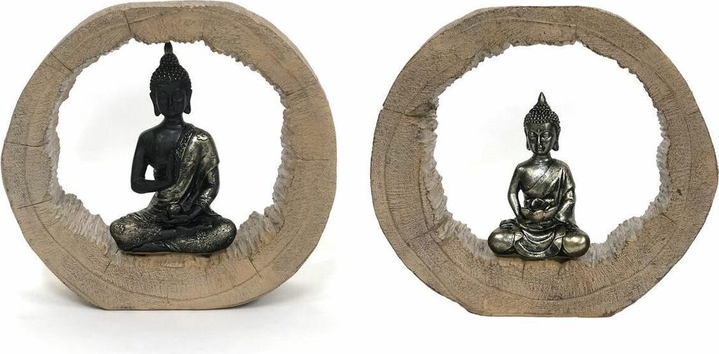 Deko-Figur DKD Home Decor Schwarz natürlich Buddha 20,5 x 6 x 18,5 cm (2 Stück)