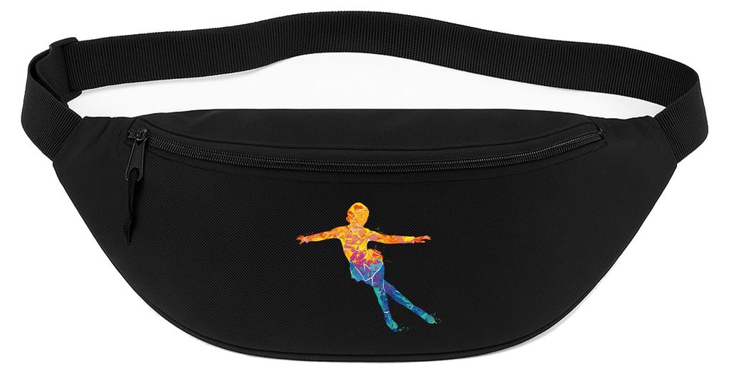 Huuraa Bauchtasche Eiskunstlauf bunte Silhouette 2,5 Liter Black Polyester Crossbody Bag Geschenkidee