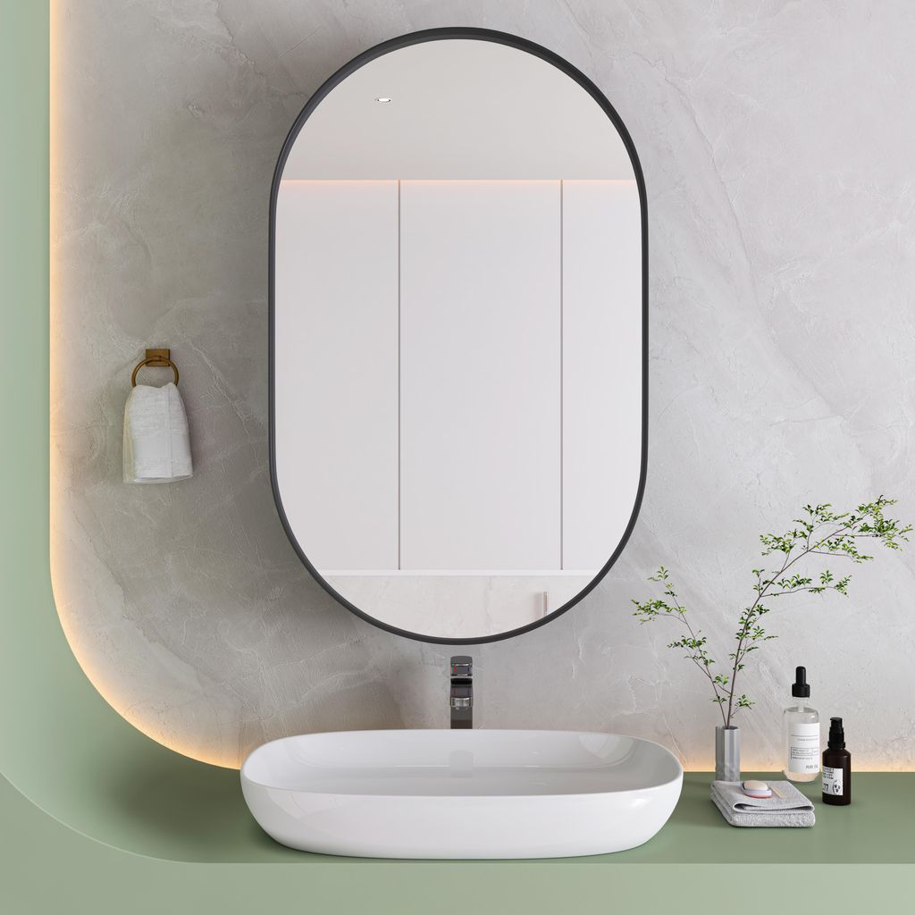 OKWISH Miroir de Rangement pour Salle de Bain Ovale - Cadre Image du produit 