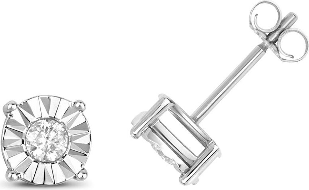 9 Karat (375) Weißgold Damen - Diamant Ohrstecker Brillant-Schliff 0.31 Karat H - PK2 - 7mm*7mm; TRS25629KW