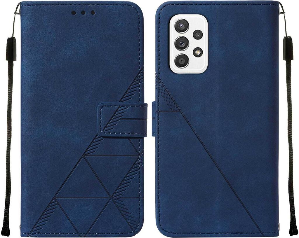 Galaxy A72 4G Hülle, Schlank Prägung Flip Leder Kartenfächer Schutzhülle mit Ständer für Samsung Galaxy A72 4G / 5G Blau