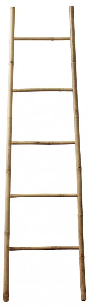 Échelle en bambou brun pour salon et chambre - Support déco H 180 cm