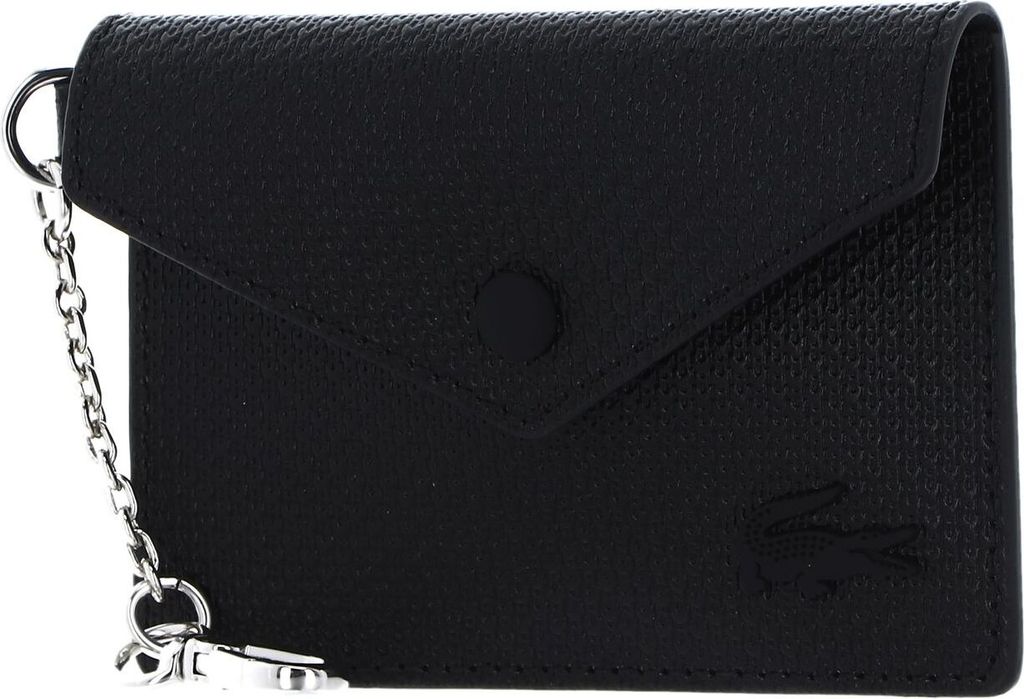 LACOSTE Leder Kartenetui Classic Flap CC Holder Noir schwarz