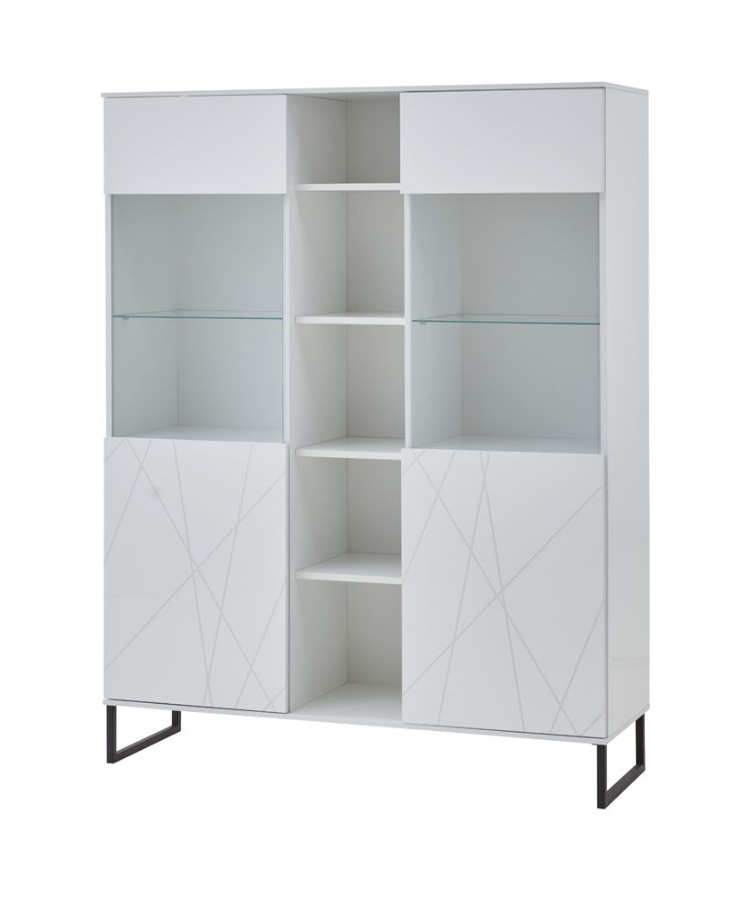 trendteam Wohnen Vitrine/Highboard mit 3D-Optik Weiß Produktbild 