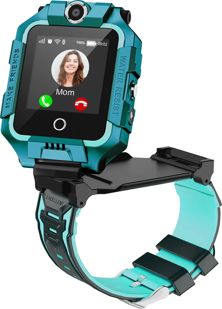 Montre GPS enfant 4G tactile avec rotation 360° et appels vidéo, Vert