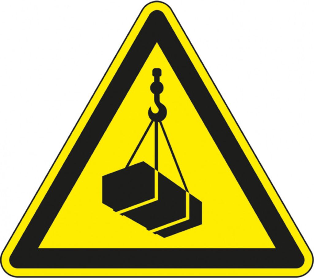 Dreifke Warnschild Warnung vor schwebender Last, ASR/ISO, Kunststoff, SL 100mm