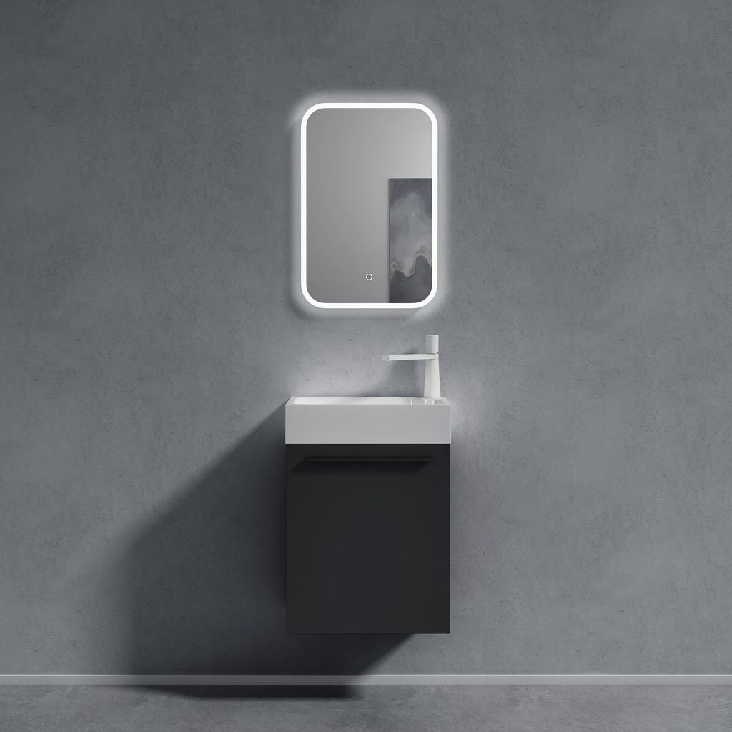 doporro Petit Meuble sous Vasque Gris Noir et Vasque 46cm Image du produit 