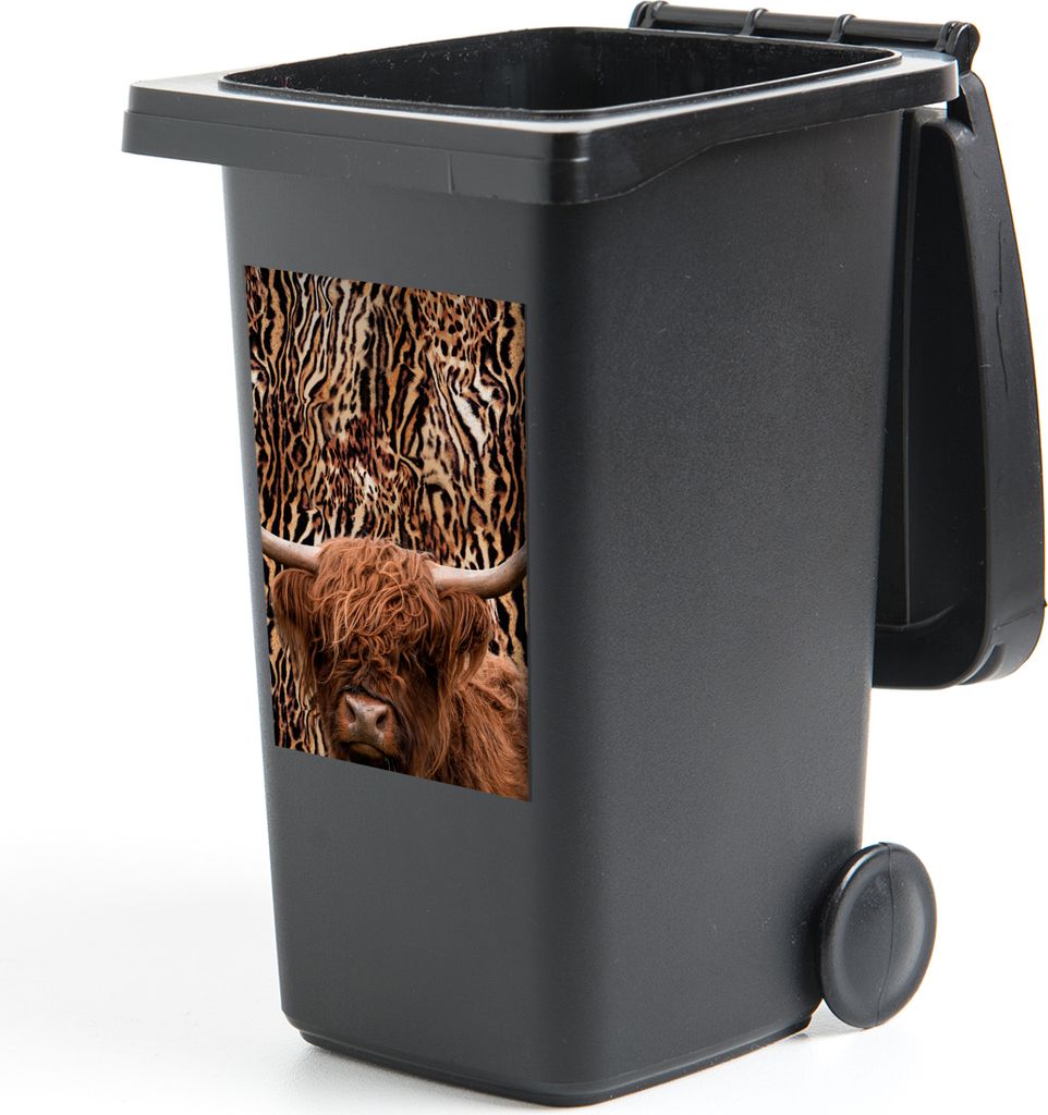 MuchoWow Mülltonnenaufkleber Panther Druck - Schottischer Highlander - Tiere 40x60 cm - Mültonnen-sticker - Sticker - Aufkleber für die Müllt...