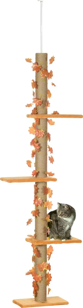 Arbre à chat ajustable 2m42 en bois véritable avec 4 paliers de repos