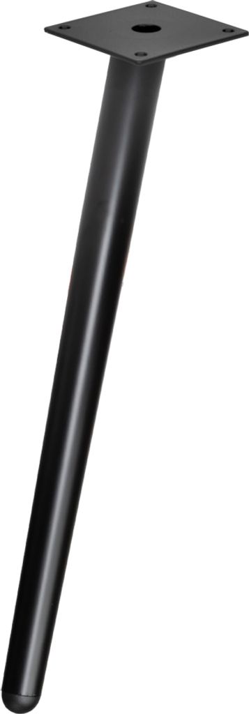 A single black furniture leg with a mounting plate is shown against a white background.