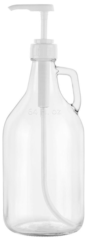 1,9-Liter-Seifenspender aus Glas mit Pumpe – Großer Shampoo-Spender mit Drehverschluss für Kräuter, Sirup, Waschmittel, Weichspüler, Duschgel...