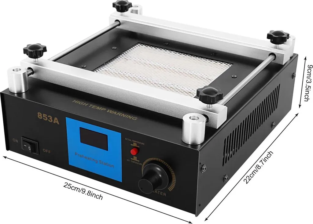Station préchauffage numérique 853A 450W surface 12x12cm PID Précis