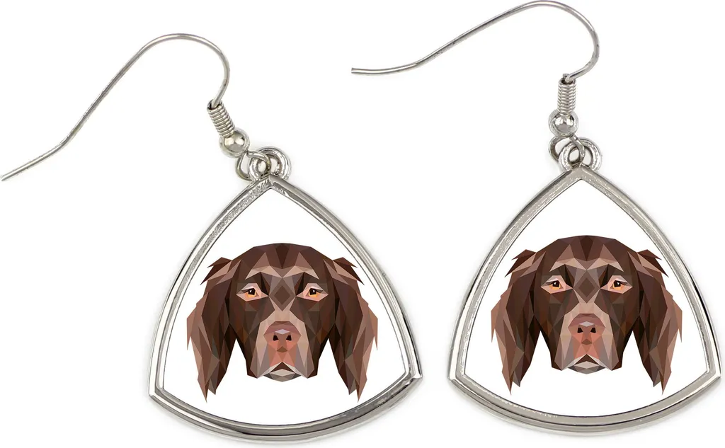 Münsterländer - Orecchini con un'immagine e la scritta "Geometrischer Hund" (cane geometrico) di Art-Dog