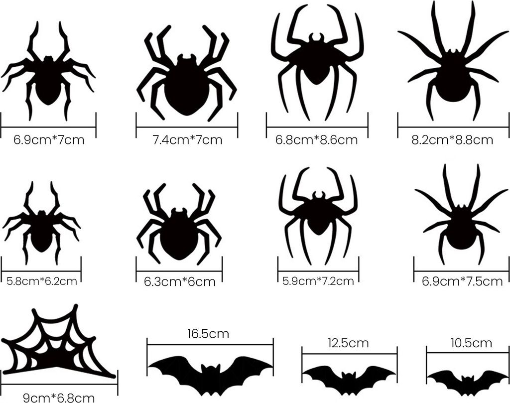 Halloween-Aufkleber-Set mit Spinnen- und Fledermausmotiv und LED-Lichtern, gruselige Atmosphäre, Dekoration für drinnen und draußen