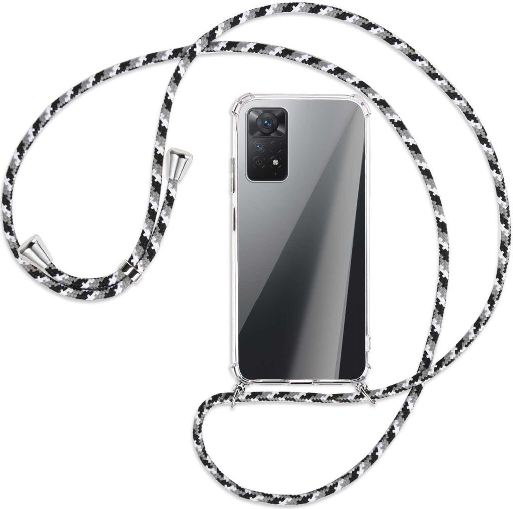 Handykette Backcover-Schutzhülle mit Band (Metall silberfarben) für Xiaomi Redmi Note 11 Pro 4G/5G (EU) - schwarz/grau/weiß