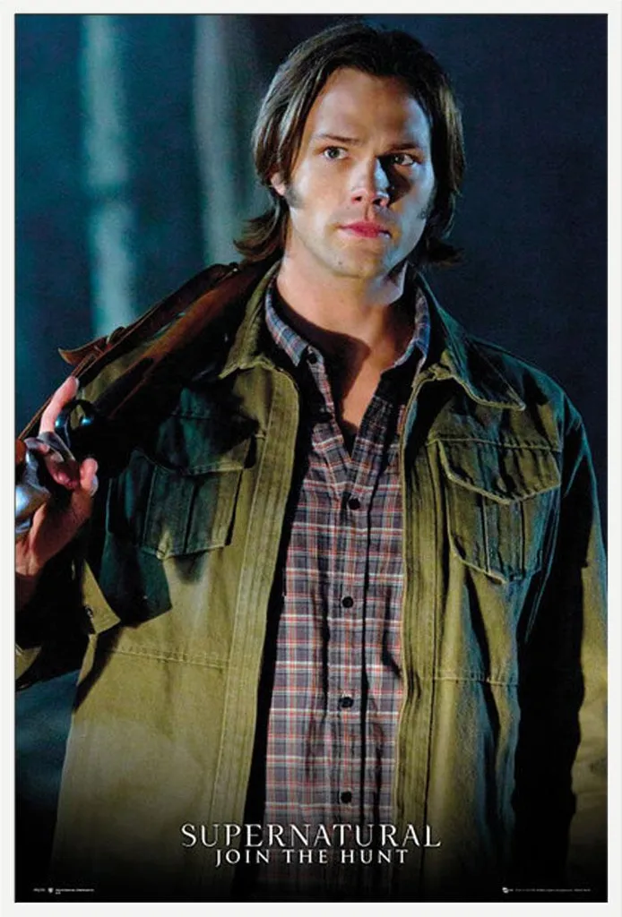 Affiche Supernatural Sam Winchester avec cadre blanc Shinsuke® 61x91,5 cm