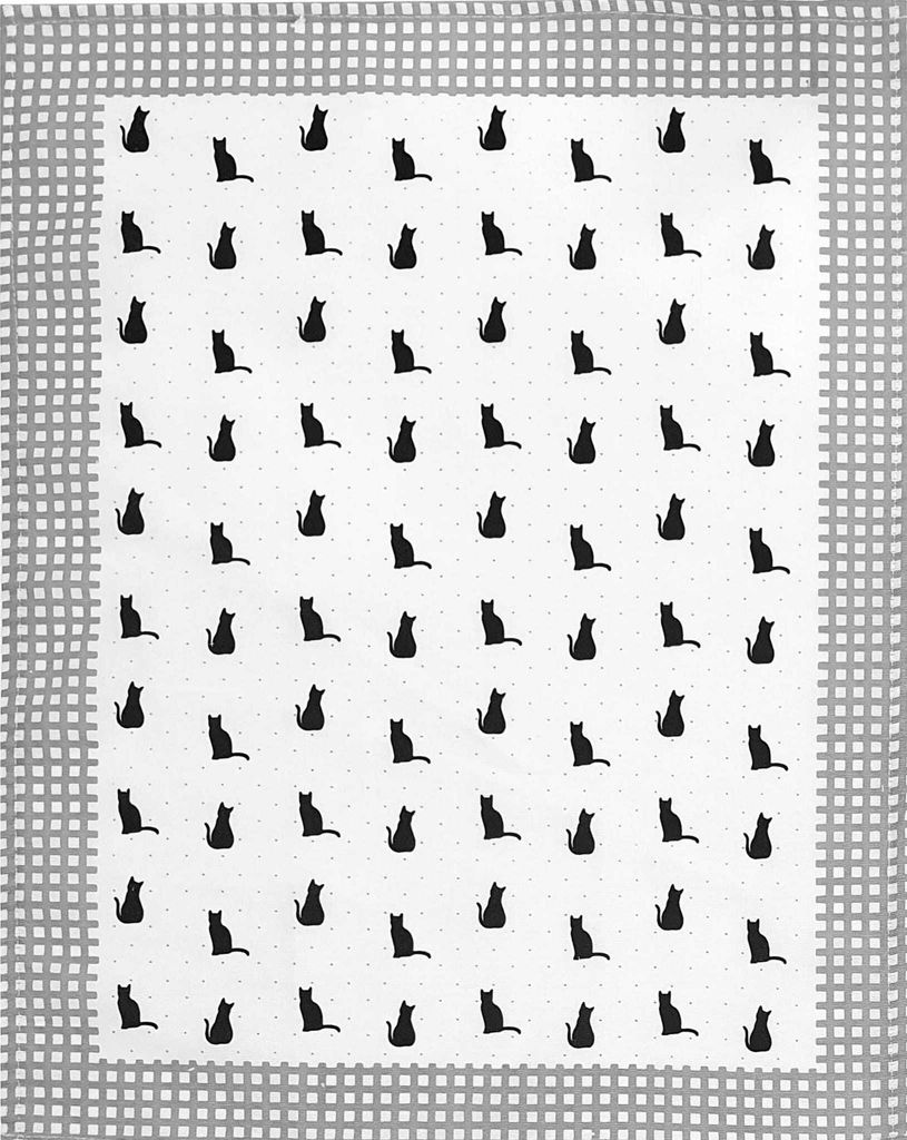 Geschirrtuch, Küchenhandtuch 100% Baumwolle Katzen 50x64cm Grau