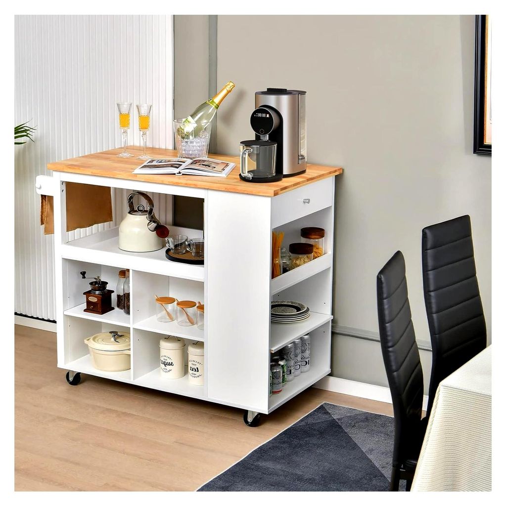 Küchenwagen, rollbar, mit Schublade, verstellbaren Regalen & Handtuchhalter, Servierwagen, Kücheninsel, Aufbewahrung, moderner Stil, für Wohnzim...