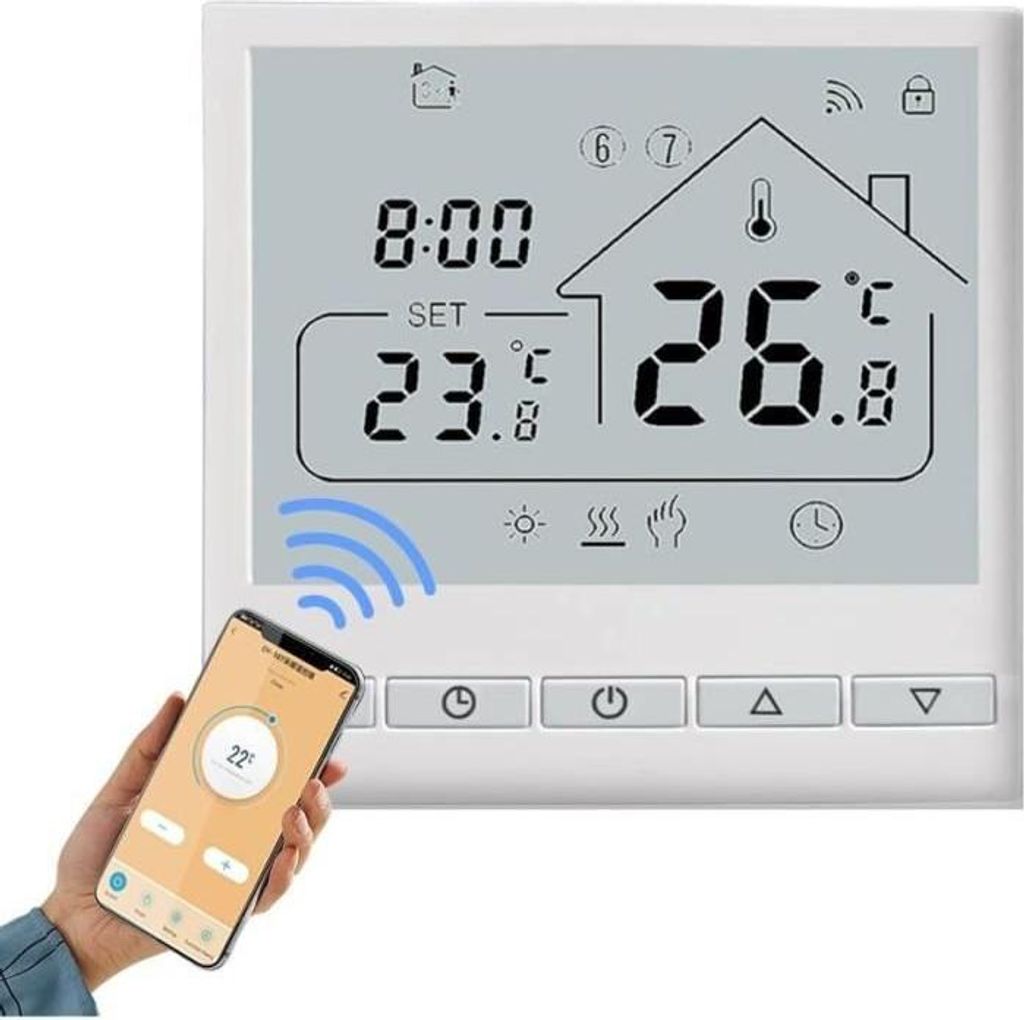 Intelligenter Thermostat – WLAN, 5+2 programmierbar – Sprachsteuerung – LCD-Display – 16 A