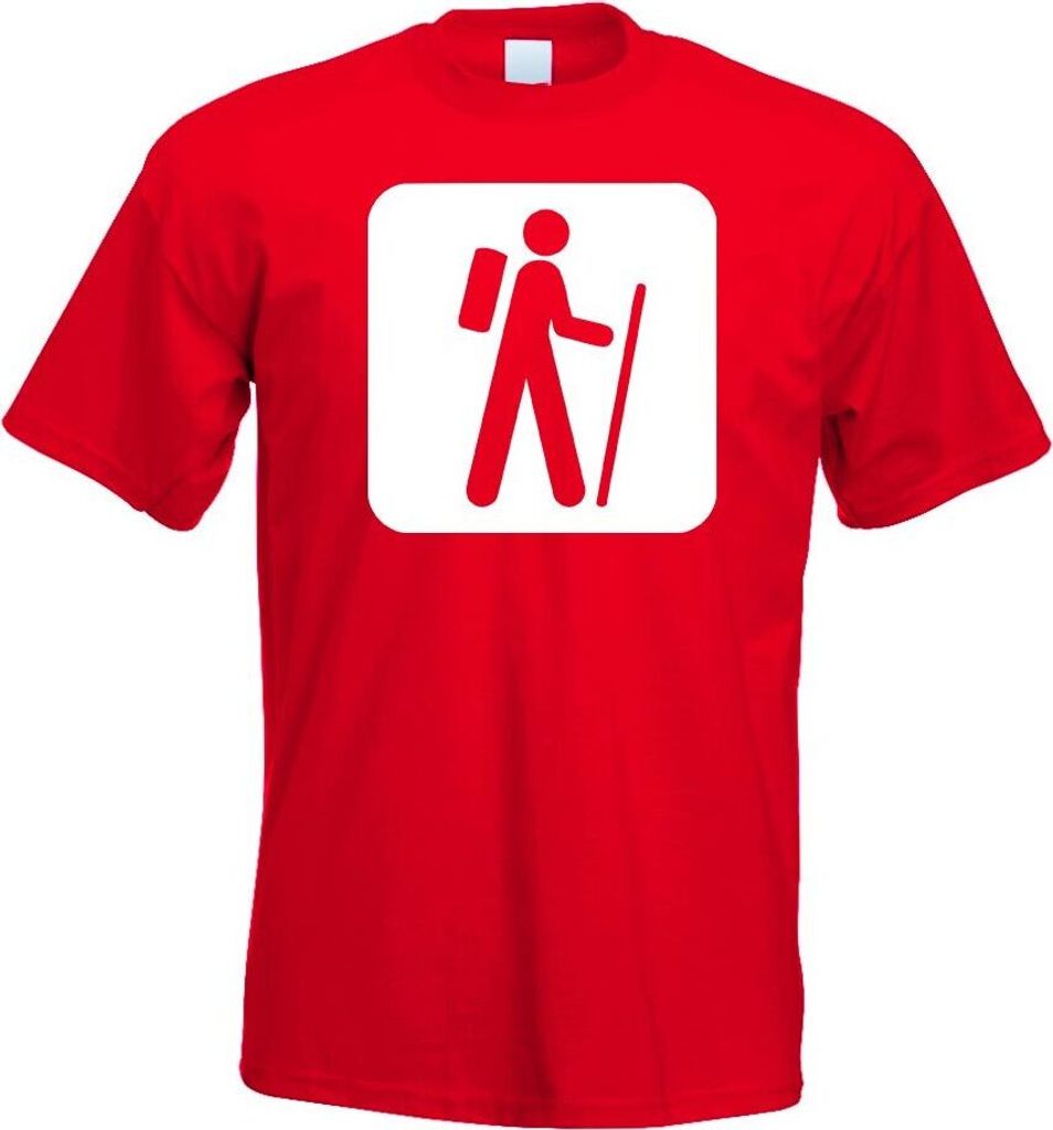 Kiwistar - T-Shirt - rot - Wanderweg Wanderung Piktogramme Herren Funshirt Bedruckt Design Sprüche Spruch Motive - mit Motiv Bedruckt - Funshirt D...