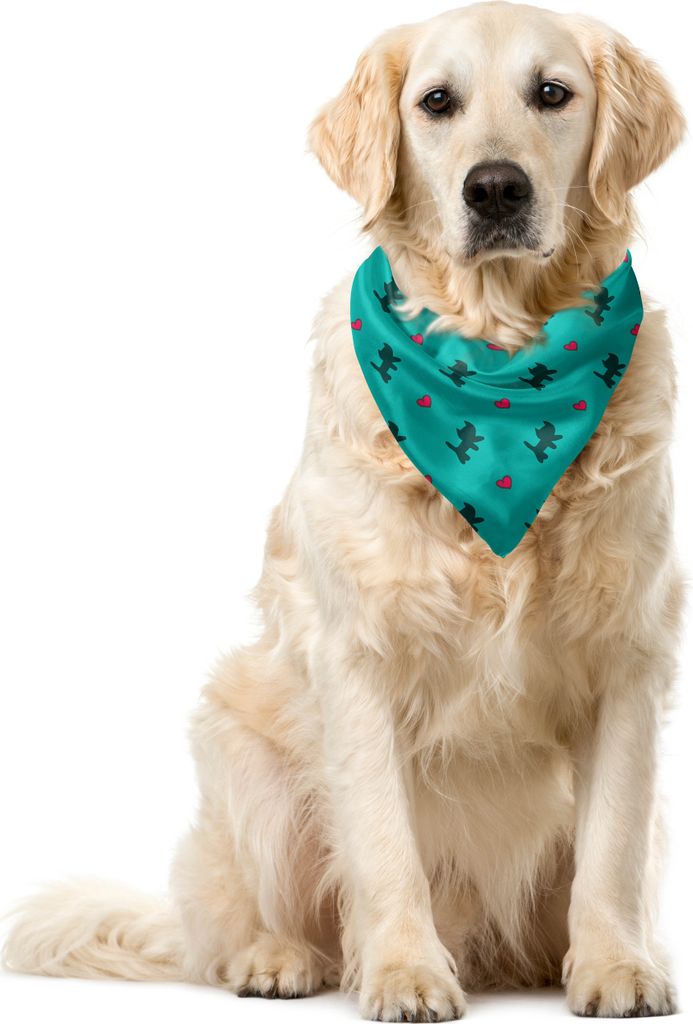 ABAKUHAUS Teal Haustier Bandana, Kätzchen rosa Herzen, 55x55 cm, Teal Rosa Dunkelblau