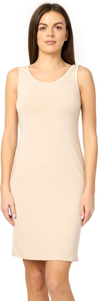Merry Style Unterkleid Damen Petticoat Knielänge Elastisch Formende aus Viskose MS10-446 (Beige, L)