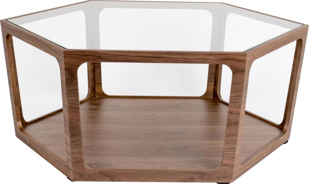 Dutchbone Sita Couchtisch Sechseckig Glas / Holz Braun