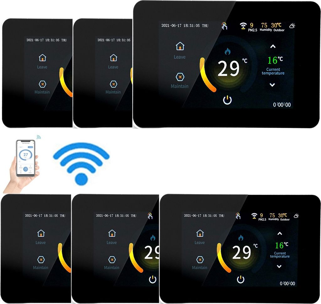 6X WiFi Digital LCD Raumthermostat Thermostat für 16A Produktbild 