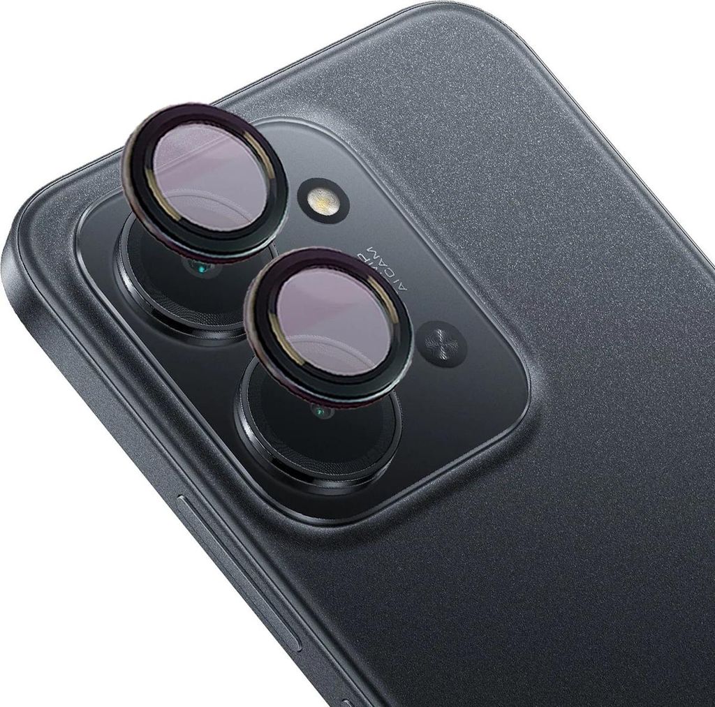 Glas für die Kamera für Xiaomi Redmi 15C 4G, Bizon Glass Snap Lens, 1 Set, Schwarzer Rahmen