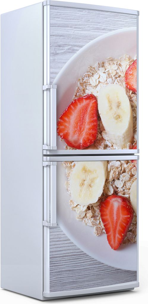 Kühlschrankdekoration 60x180 cm Aufkleber auf dem Kühlschrank - Erdbeeren und Banane