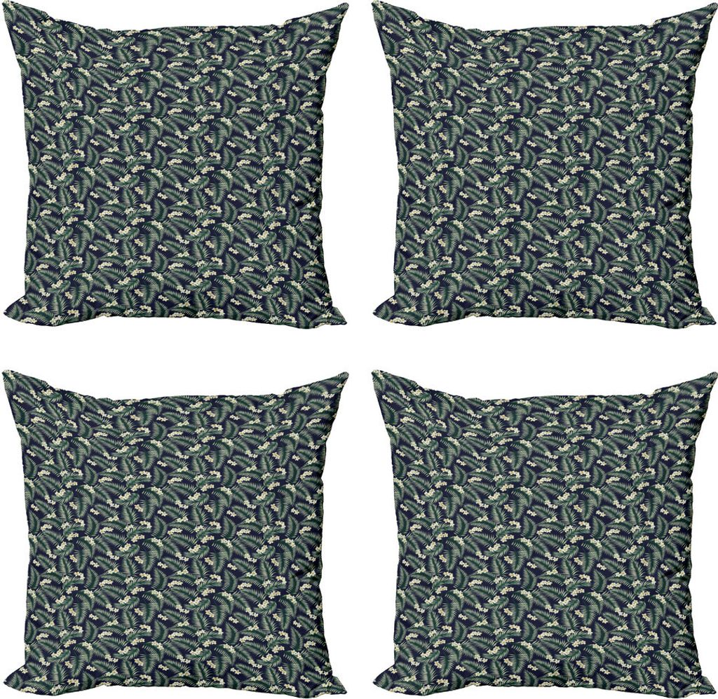 ABAKUHAUS Jungle Leaves Kissenbezug Set (4 Stück), Blätter drucken Blossom, Moderner Doppelseitiger Digitaldruck, 45 cm x 45 cm, Mehrfarbig