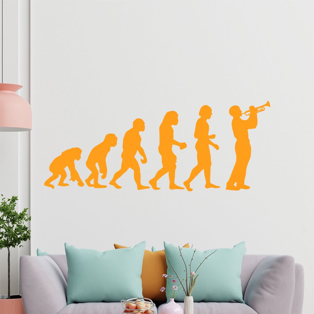 KIWISTAR Evolution - Trompete Blasen Instrument Klassik Jazz Orchester Wandtattoo in 6 Größen - Wandaufkleber Wall Sticker - Dekoration, Küche, ...