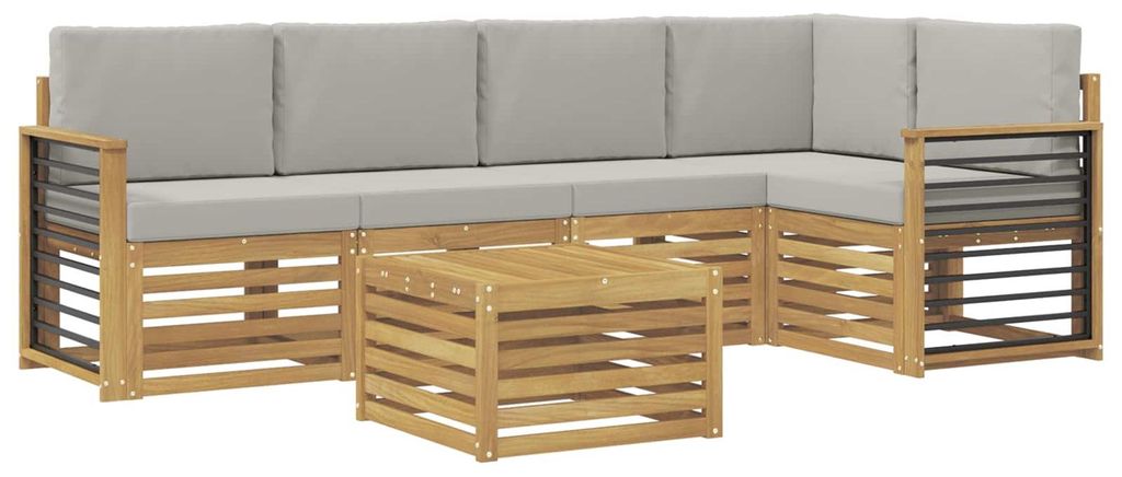 vidaXL Outdoor-Sofagarnitur 6 pcs Weiß und Hellgrau 59 x 59 x 37 cm