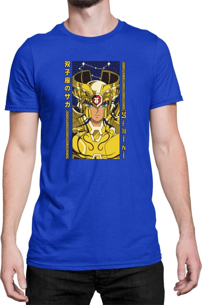 Herren T-Shirt Japan Anime Manga Saint Anime Seiya Gemini Gemini, Man 3XL / Blau