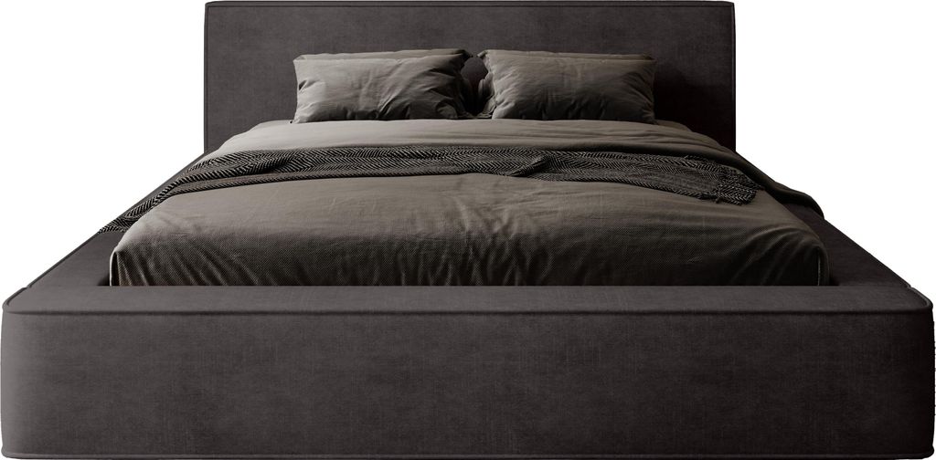 FEDVE Polsterbett MUMMO aus Velours 180x200 cm, Anthrazit