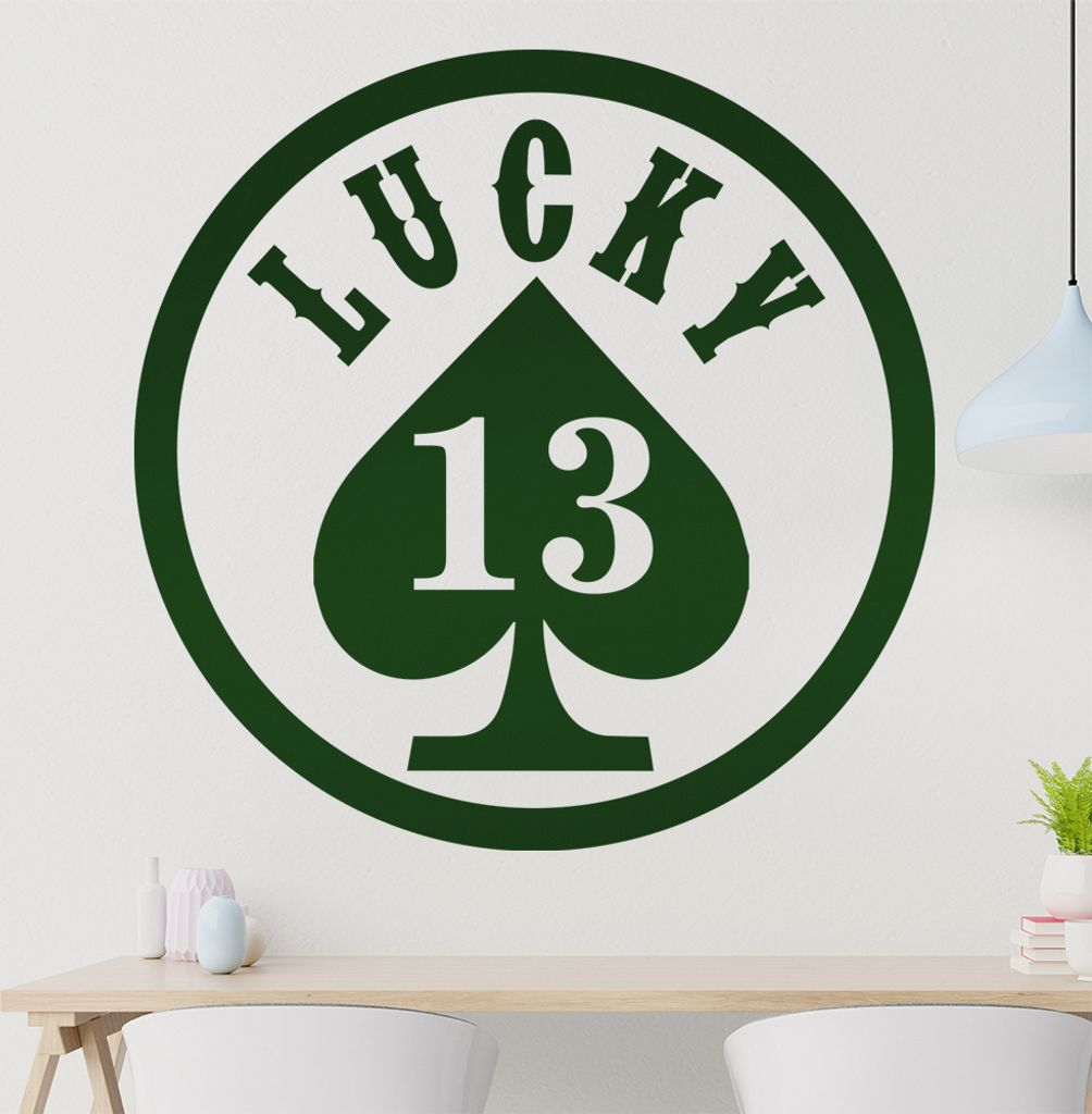 Lucky 13 Wandtattoo in 6 Größen - Wandaufkleber Wall Sticker - Dekoration, Küche, Wohnzimmer, Schlafzimmer, Badezimmer