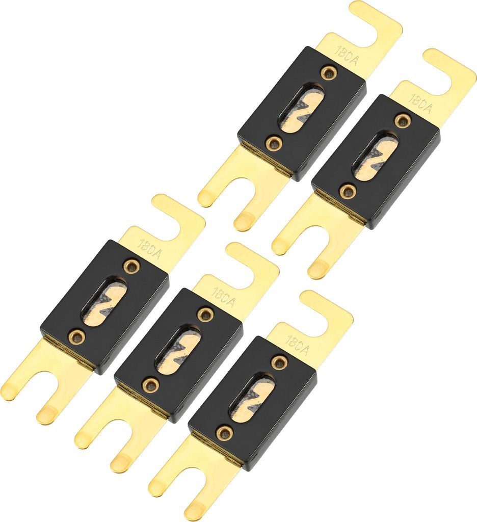Mini ANL Sicherungen 180A / Innere Audio-CD-Sicherung für Auto Motorrad Boot / strapazierfähiges Kunststoff-Metall / 5 Stück Goldton Schwarz