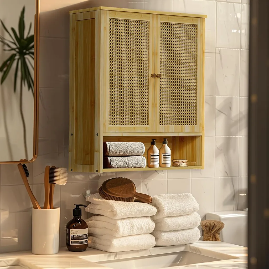 Armoire suspendue salle de bain design moderne blanc mat 60cm Lancy