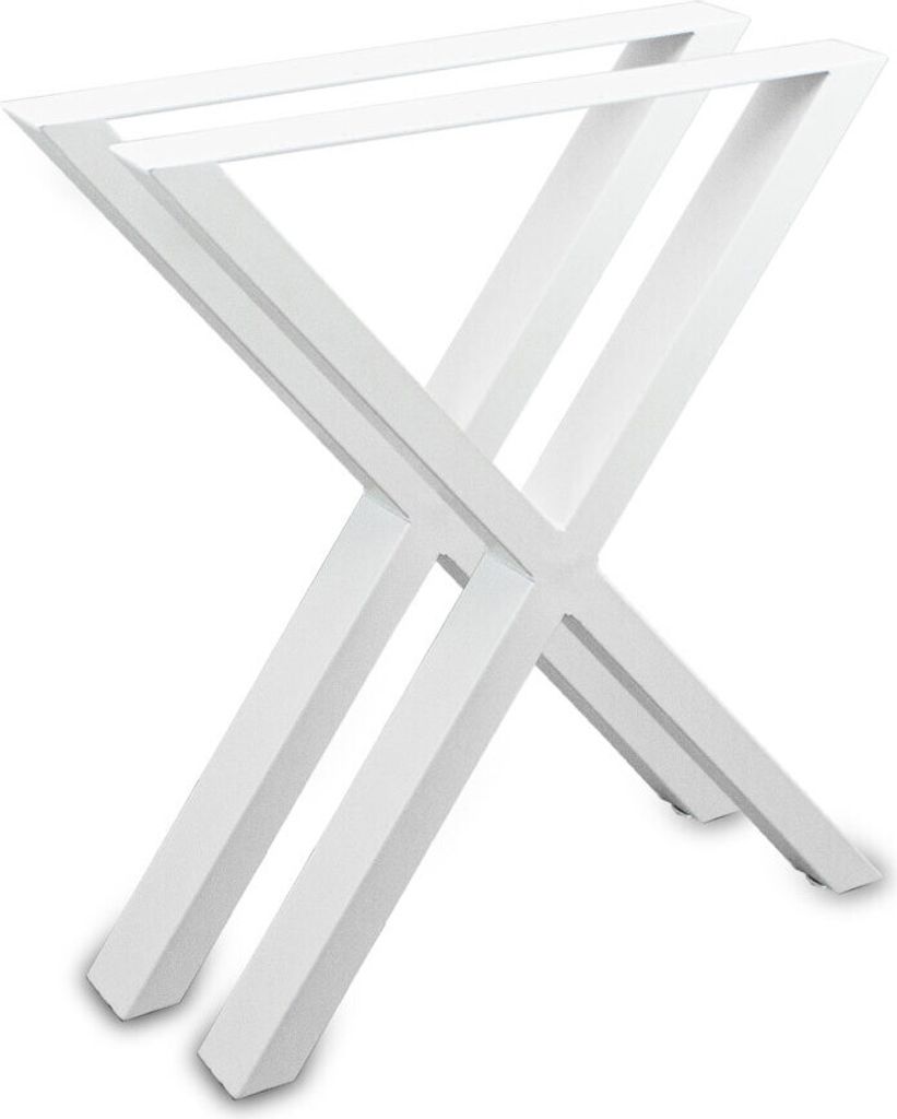 Bituxx Stahl Tischbeine Tischkufen Kreuzform breit 72x60 Weiß MS-17602