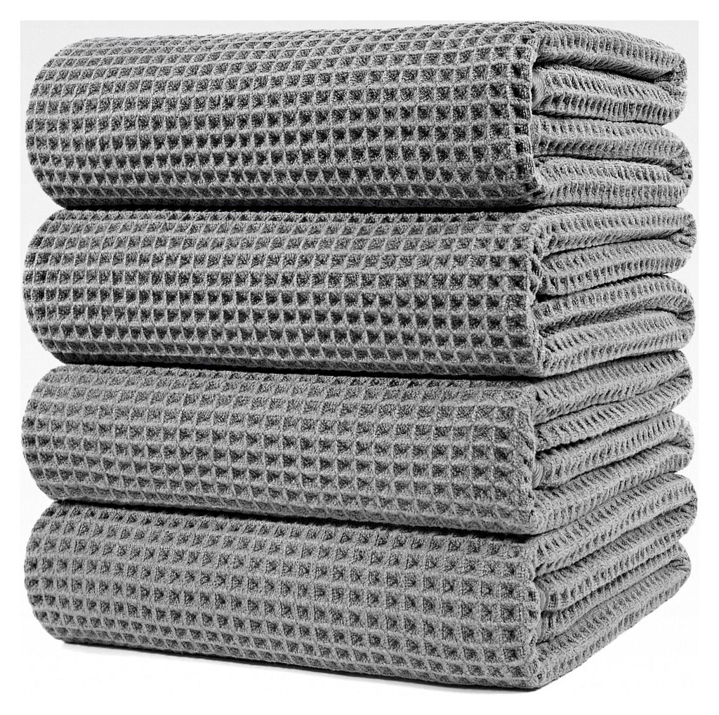 Mikrofaser-Badetuch 430 GSM - fusselfrei und schnelltrocknend - Waffelstruktur - groß - 152 x 76 cm - 4 Stück