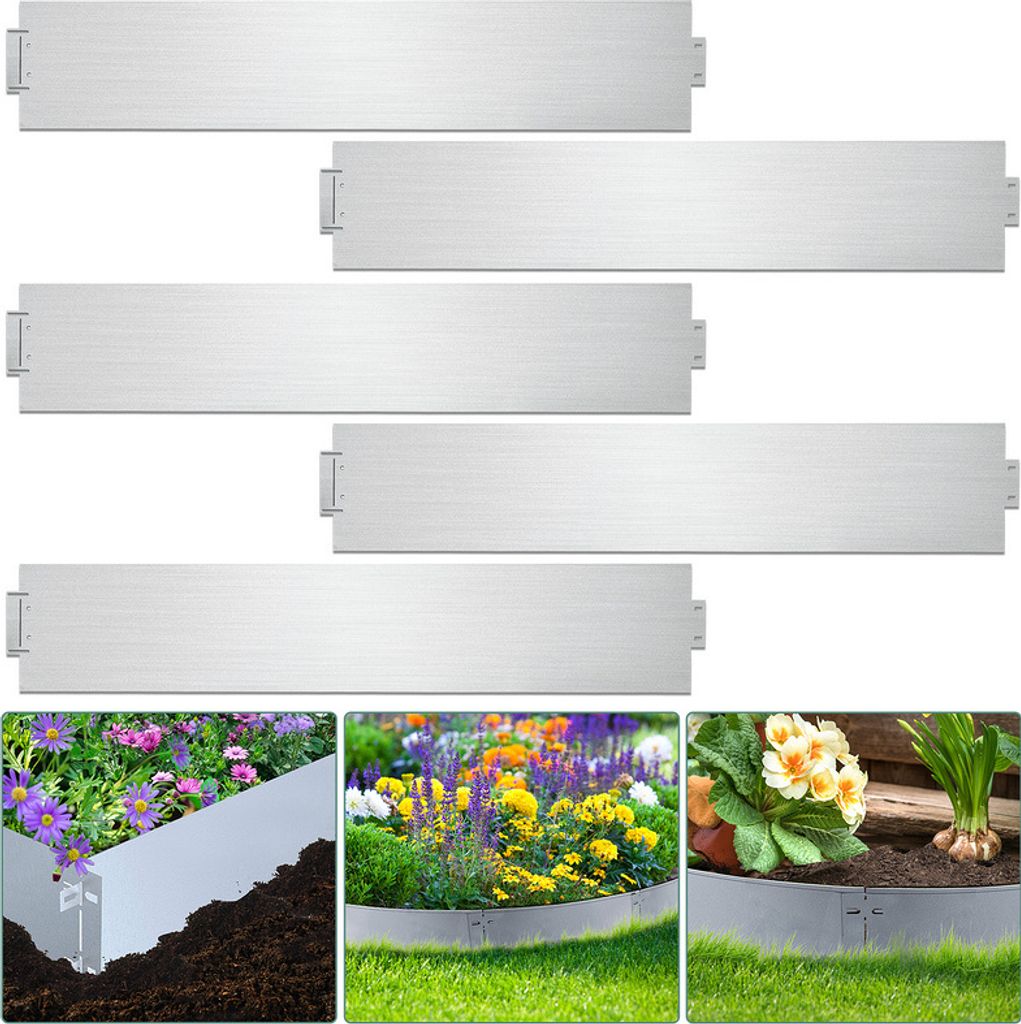 Rasenkante Einfache Montage Profilkante Rasenborde Gartenpalisade Beetrand 100x18cm 50m