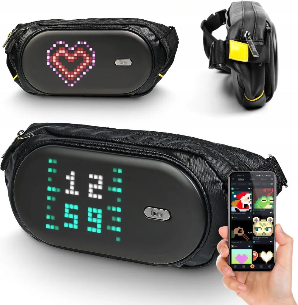 Sac à dos croisé Pixel Art écran LED personnalisable et spacieux