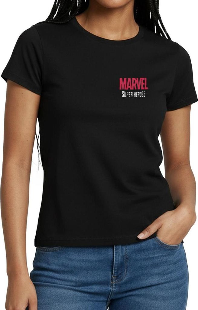 Spreadshirt Avengers Marvel Superhelden Chest- Und Backprint Frauen T-Shirt, S, Schwarz