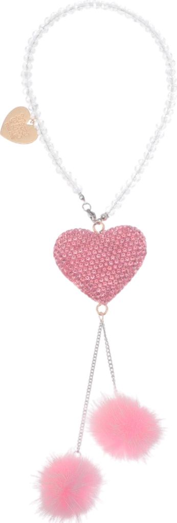 1 Stück Polymer Clay Faux Rhinestone Herz Fluff Ball Auto Rückspiegel Anhänger Accessoires Auto Hängeornament Pink