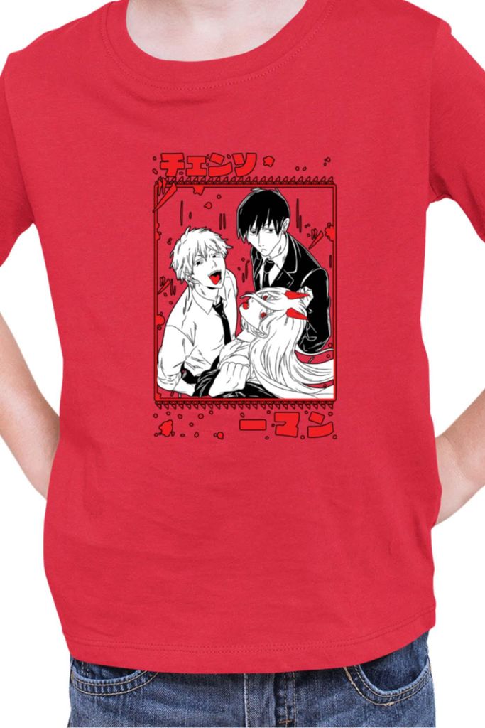 Kinder T-Shirt Manga Japan Anime Comics Animation Chainsaw Anime manga Man 16, 12-13 Jahr - 152 / Rot