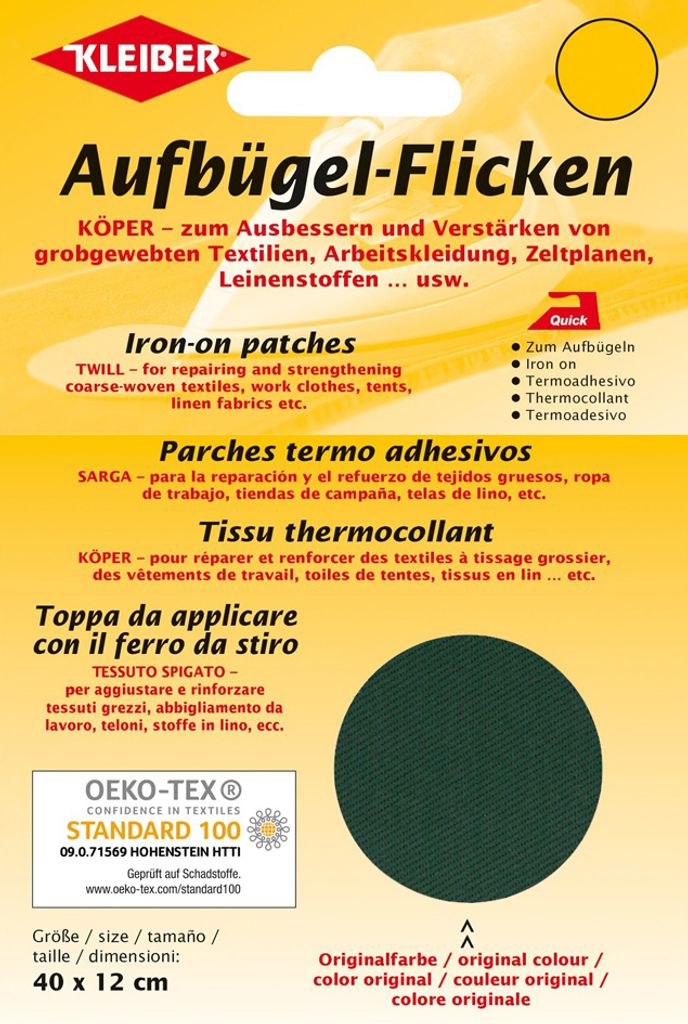 KLEIBER Köper-Aufbügel-Flicken 400 x 120 mm grün Produktbild 