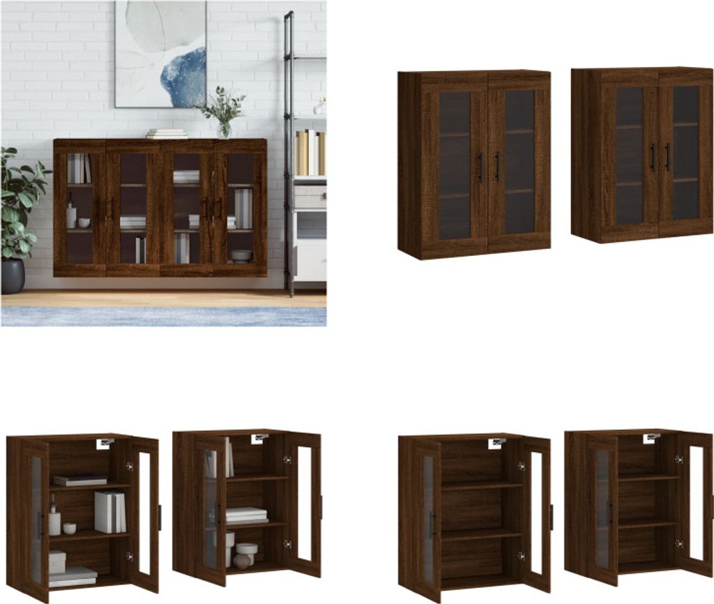 vidaXL Wandschränke 2 Stk. Braun Eichen Optik Holzwerkstoff - Wandschrank - Wandschränke - Schrank - Lagerschrank