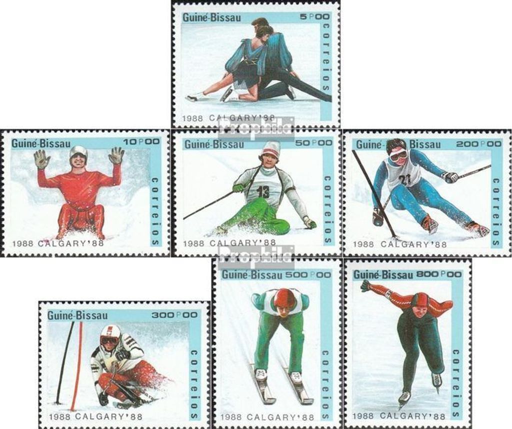 Briefmarken Guinea-Bissau 1988 Mi 927-933 (kompl.Ausg.) postfrisch Olympische Winterspiele, Calgary